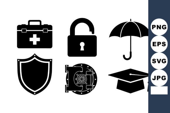 A Black Safety Icon Vector Set for Practical Embroidery Projects