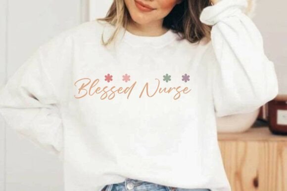 Floral Blessed Nurse: A Retro Design for Real Embroidery